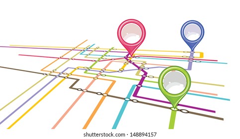 Metro scheme - subway map with pointers