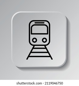 Metro simple icon. Flat desing. Black icon on square button with shadow. Grey background.ai