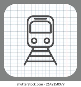 Icono simple del metro. Diseño plano. En papel gráfico. Fondo gris.ai
