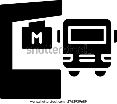 Metro Station Glyph Vector Icon Design