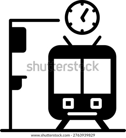 Metro Station Glyph Vector Icon Design