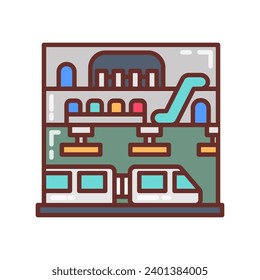 Icono de estación de metro en vector. Ilustración