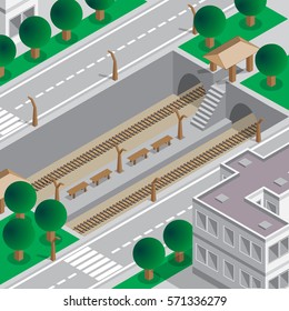 Metro station. Isometric. Vector illustration.