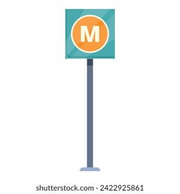 Metro station sign icon cartoon vector. Street city. Transport passenger