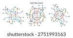 Metro stations and plan of subway with. Fictional metro map of underground. Layout of public passenger transport. Vector illustration