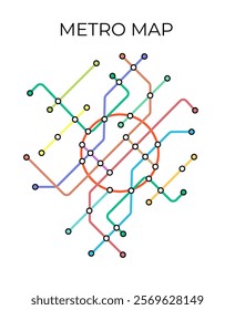 Metro stations and plan of subway with. Fictional metro map of underground. Layout of public passenger transport. Vector