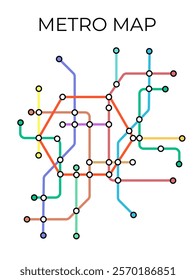 Metro stations and plan of subway with. Fictional metro map of underground. Layout of public passenger transport. Vector