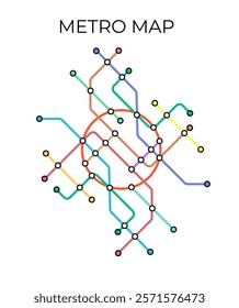 Metro stations and plan of subway with. Fictional metro map of underground. Layout of public passenger transport. Vector