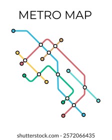 Metro stations and plan of subway with. Fictional metro map of underground. Layout of public passenger transport. Vector