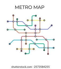 Metro stations and plan of subway with. Fictional metro map of underground. Layout of public passenger transport. Vector