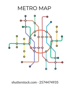 Metro stations and plan of subway with. Fictional metro map of underground. Layout of public passenger transport. Vector