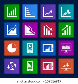 Metro style collection of Business Graph icon set