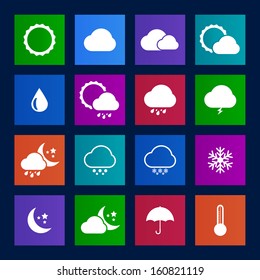 Metro Style Icon Set Of Weather.VECTOR Eps 10