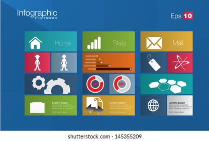 Metro style infographic concept in editable vector format