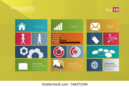 Metro style infographic concept in editable vector format