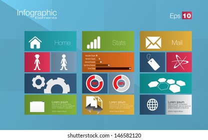 Metro style infographic concept in editable vector format
