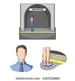 Metro, subway cartoon icons in set collection for design.Urban transport vector symbol stock web illustration.