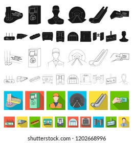 Metro, subway flat icons in set collection for design.Urban transport vector symbol stock web illustration.