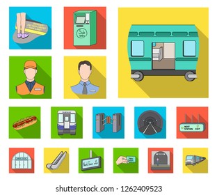 Metro, subway flat icons in set collection for design.Urban transport vector symbol stock web illustration. Metro, subway flat icons in set collection for design.Urban transport vector symbol stock web illustration.