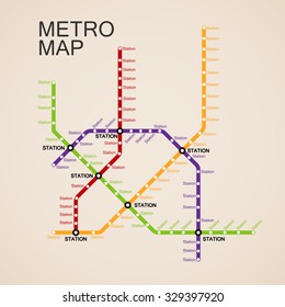 Metro Subway Map Design Template City Stock Vector (Royalty Free ...