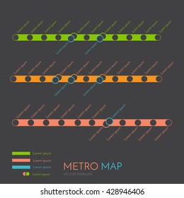 Metro or subway map design template. city transportation concept. vector illustration