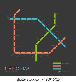 Metro or subway map design template. city transportation concept. vector illustration