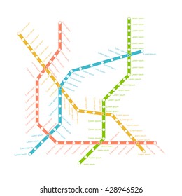 Metro or subway map design template. city transportation concept. vector illustration