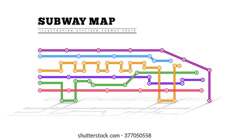 Metro Subway Map In The Form Of A Train. Vector Illustration. 