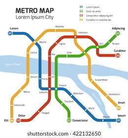 Metro subway map. Vector transportation concept. Plan map station metro and underground railway metro scheme illustration