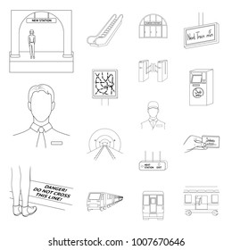 Metro, subway outline icons in set collection for design.Urban transport vector symbol stock web illustration.