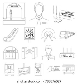 Metro, subway outline icons in set collection for design.Urban transport vector symbol stock web illustration.