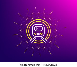 Metro subway transport line icon. Halftone pattern. Public underground transportation sign. Gradient background. Metro subway line icon. Yellow halftone pattern. Vector