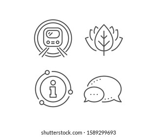 Metro subway transport line icon. Chat bubble, info sign elements. Public underground transportation sign. Linear metro subway outline icon. Information bubble. Vector