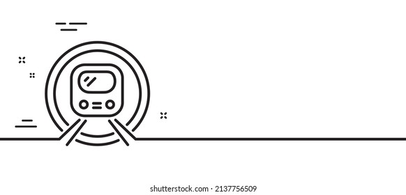 Metro subway transport line icon. Public underground transportation sign. Minimal line illustration background. Metro subway line icon pattern banner. White web template concept. Vector