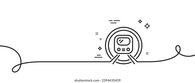 Metro subway transport line icon. Continuous one line with curl. Public underground transportation sign. Metro subway single outline ribbon. Loop curve pattern. Vector