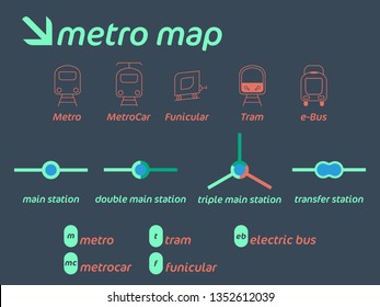 Metro Subway Underground Map Icon Set 