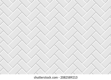 Metro tiles with herringbone pattern vector illustration. 3d subway diagonal seamless texture, modern ceramic bricks on building wall, mosaic apron for kitchen or bathroom interior, tiled pavement