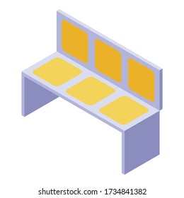 Icono de las sillas del metro. Isométrico icono vectorial de sillas de metro para diseño web aislado en fondo blanco