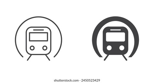 Metro train icon in flat style. Subway vector illustration on isolated background. Transport sign business concept.