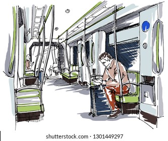 Metro Train Inside Sketch