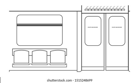 O interior do trem. Ilustração vetorial.