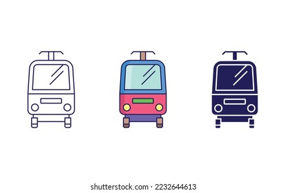 Metro Train line and glyph icon, isolated vector illustration