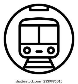 Metro train line icon, railway transport symbol, subway vector sign on white background, underground icon in outline style for mobile concept and web design. Vector graphics