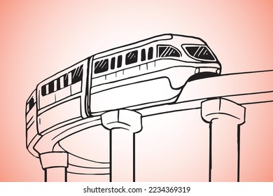 Metro Train line vector, Indian Metro Train illustration concept