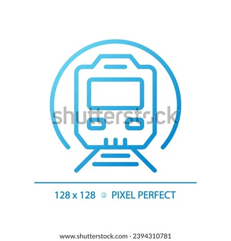 Metro train pixel perfect gradient linear vector icon. Subway station. Underground transit. Suburban rail system. Thin line color symbol. Modern style pictogram. Vector isolated outline drawing