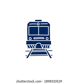 metro train silhouette doodle icon on white background. simple ink hand drawn Vector illustration