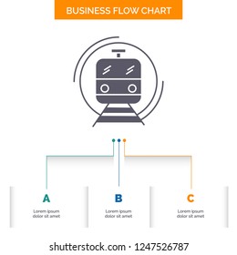 metro, train, smart, public, transport Business Flow Chart Design with 3 Steps. Glyph Icon For Presentation Background Template Place for text.