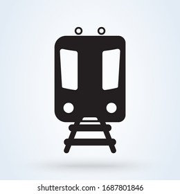 Metro Train transportation icon, front view. Subway transport symbol. vector illustration. 