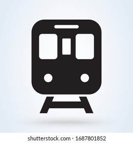 Metro Train transportation icon, front view. Subway transport symbol. vector illustration. 