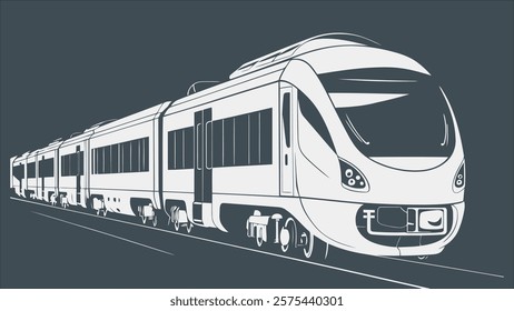 Metro Train T-shirt Design Featuring a Modern White and Black Train Illustration